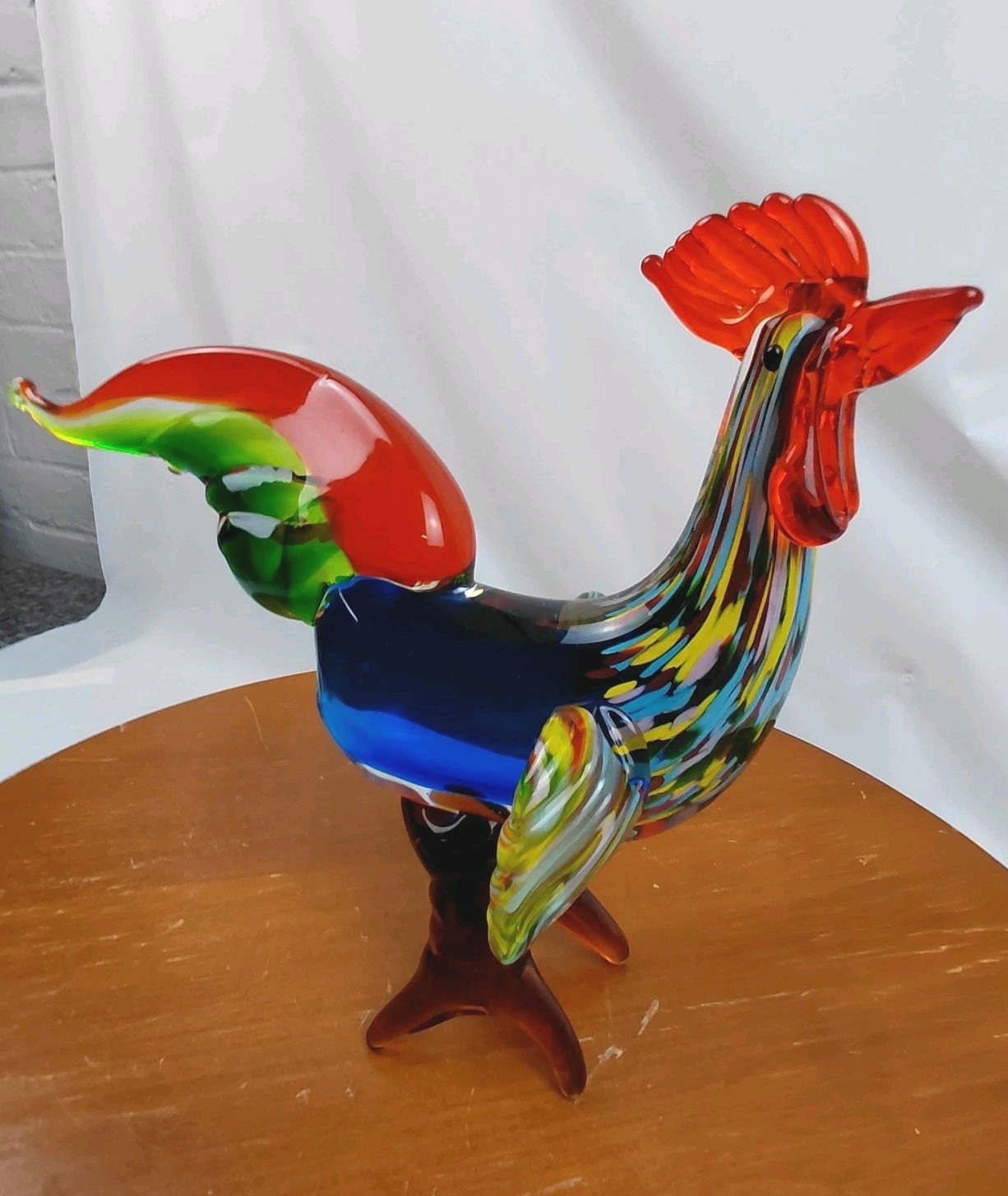 Vintage Murano Art Glass Rooster Hand Blown Multicolor Figurine 11.5″ Long