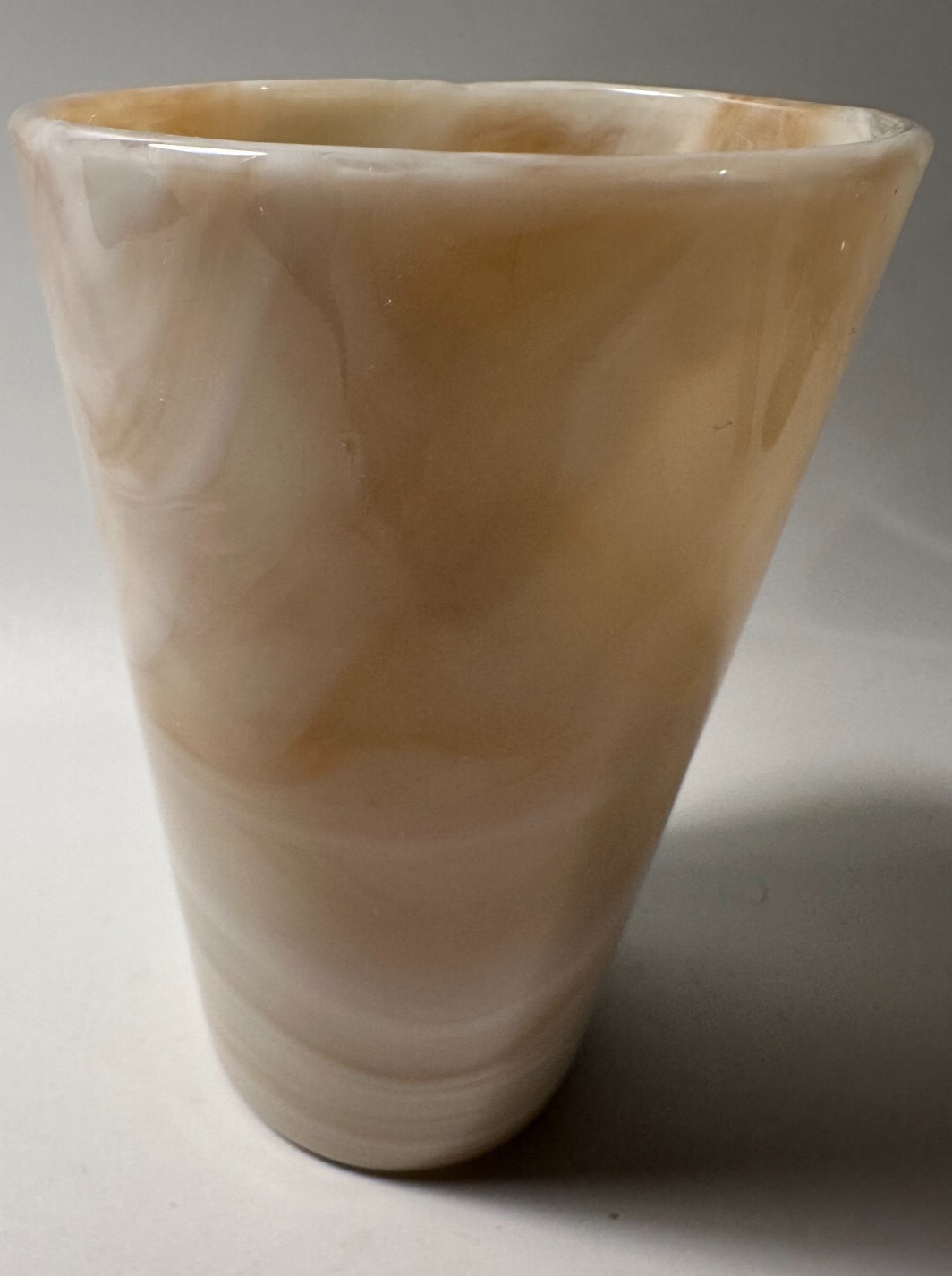 decorative marble swirl design glass/vase Cream/beige 5″x3″solid weighs 1lb READ
