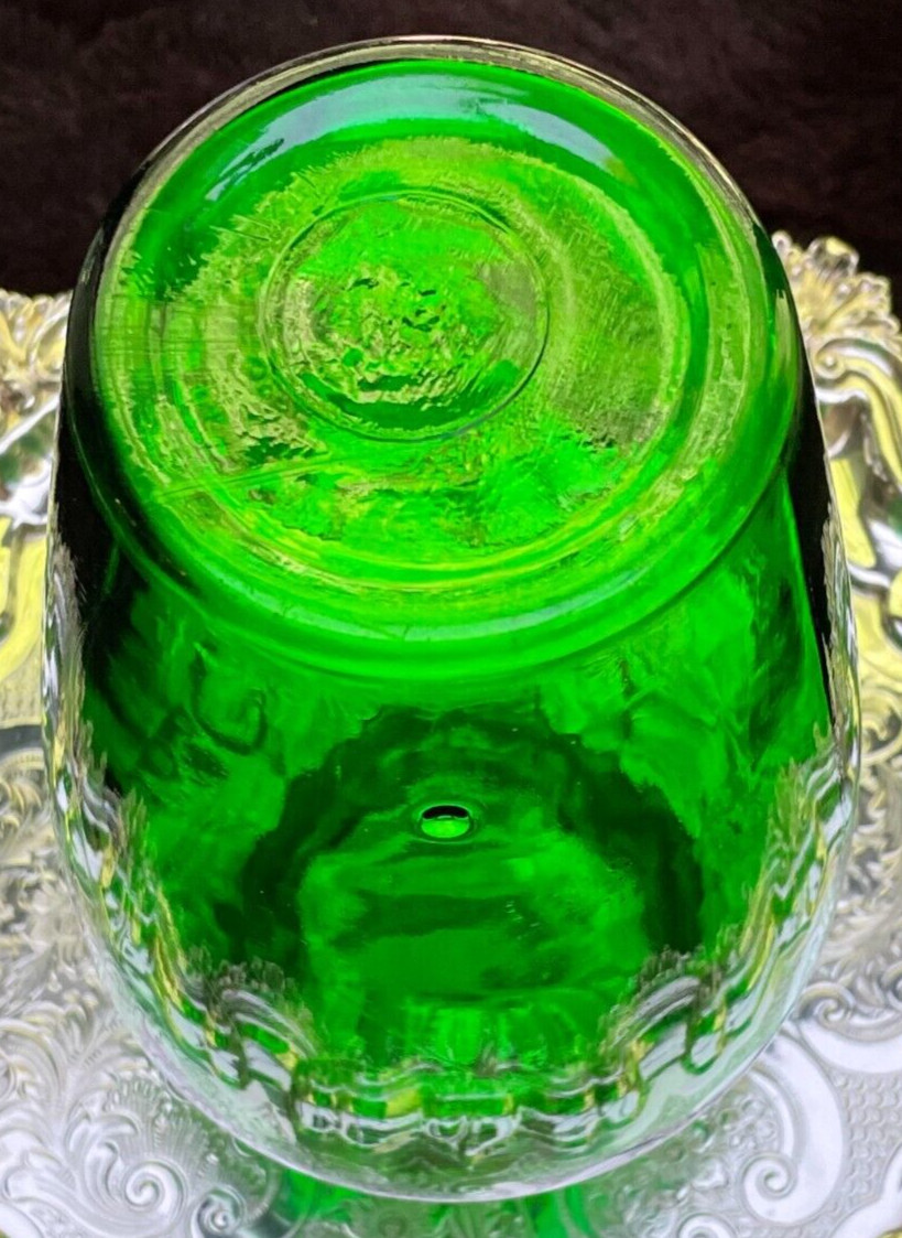 Vintage Anchor Hocking Forest Green Glass Vase Scalloped Top, 9″T [3 Available]
