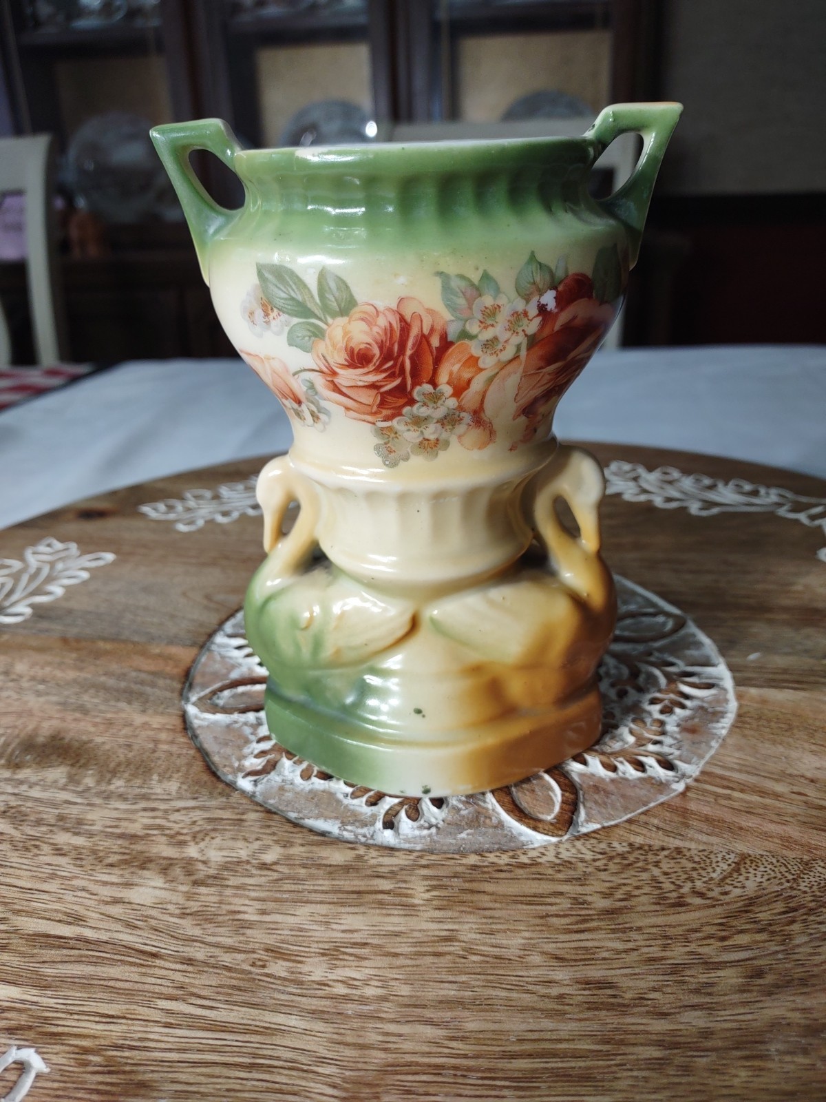 Vintage Prussian Porcelain Swan Vase. Prewar. Tillowitz Factory. Marked 2666 RS