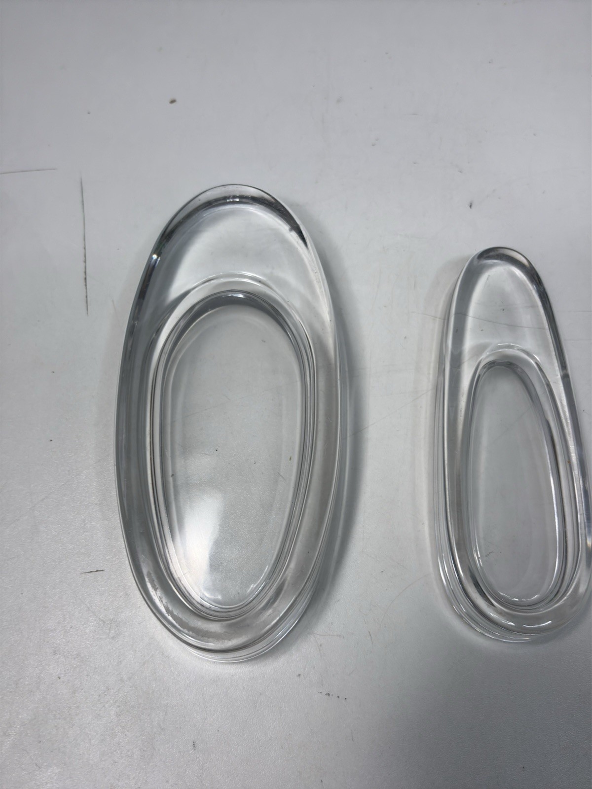 Vintage Dansk Clear Crystal Teardrop Ashtray Catchall Dish Set of 2