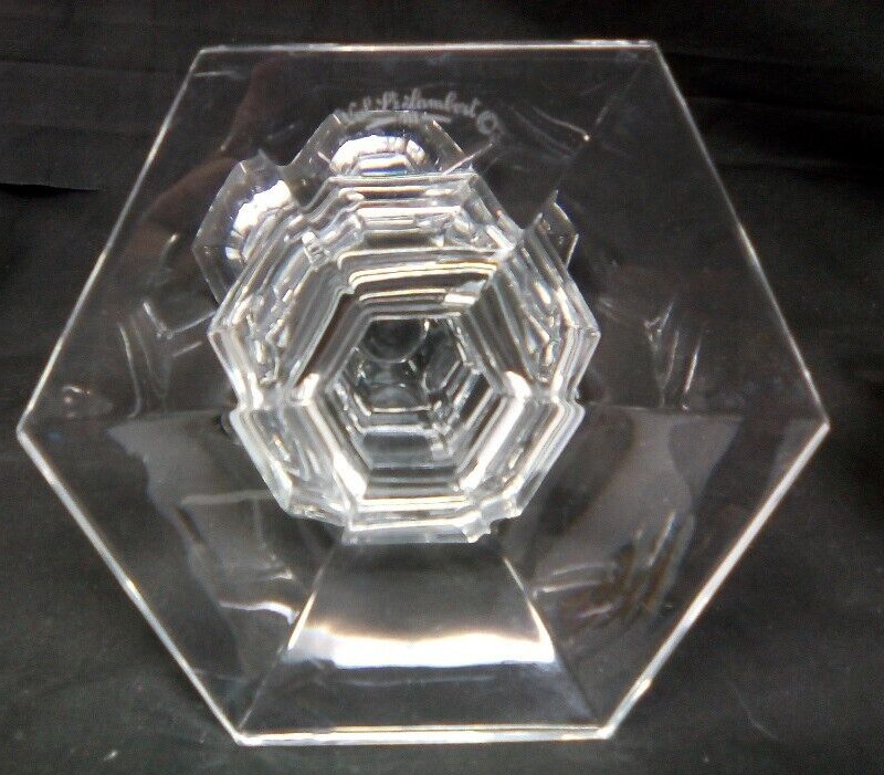 Val St Lambert Signed Crystal Elysée Pattern Clear 6 1/2″ Candlesticks 4 avail.