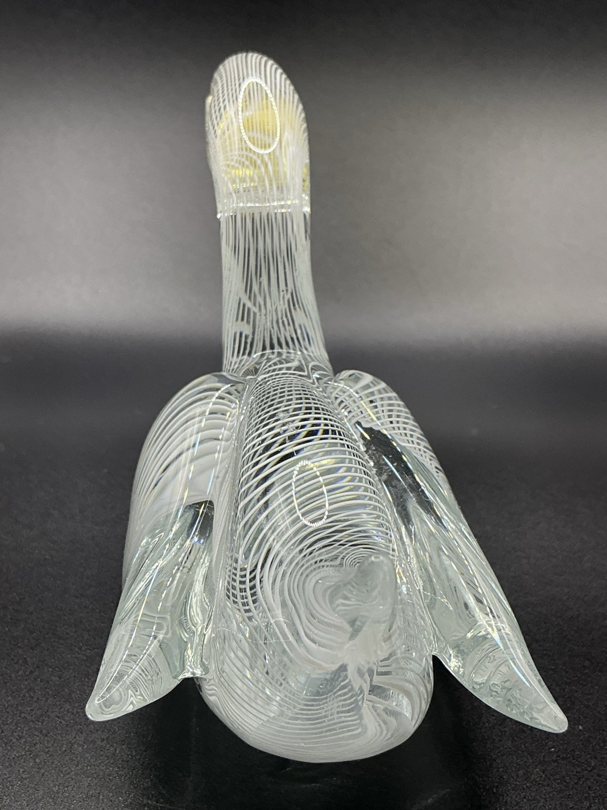 Vintage Murano ? Glass Duck Swan Sculpture Hand Blown Clear Crystal Art Glass