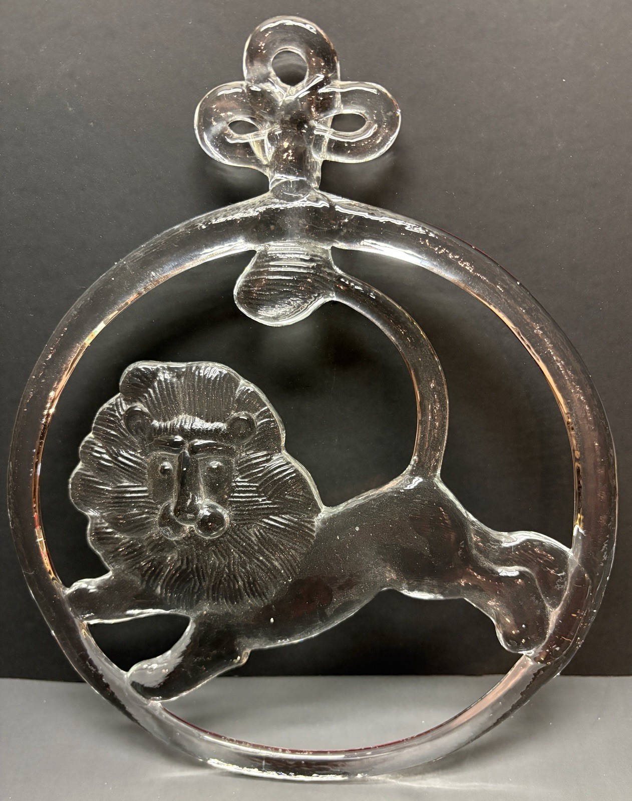 Vtg Kosta Boda Lion Figurine Glass Zodiac Suncatcher 10.5″ Bertil Vallien 1970’s