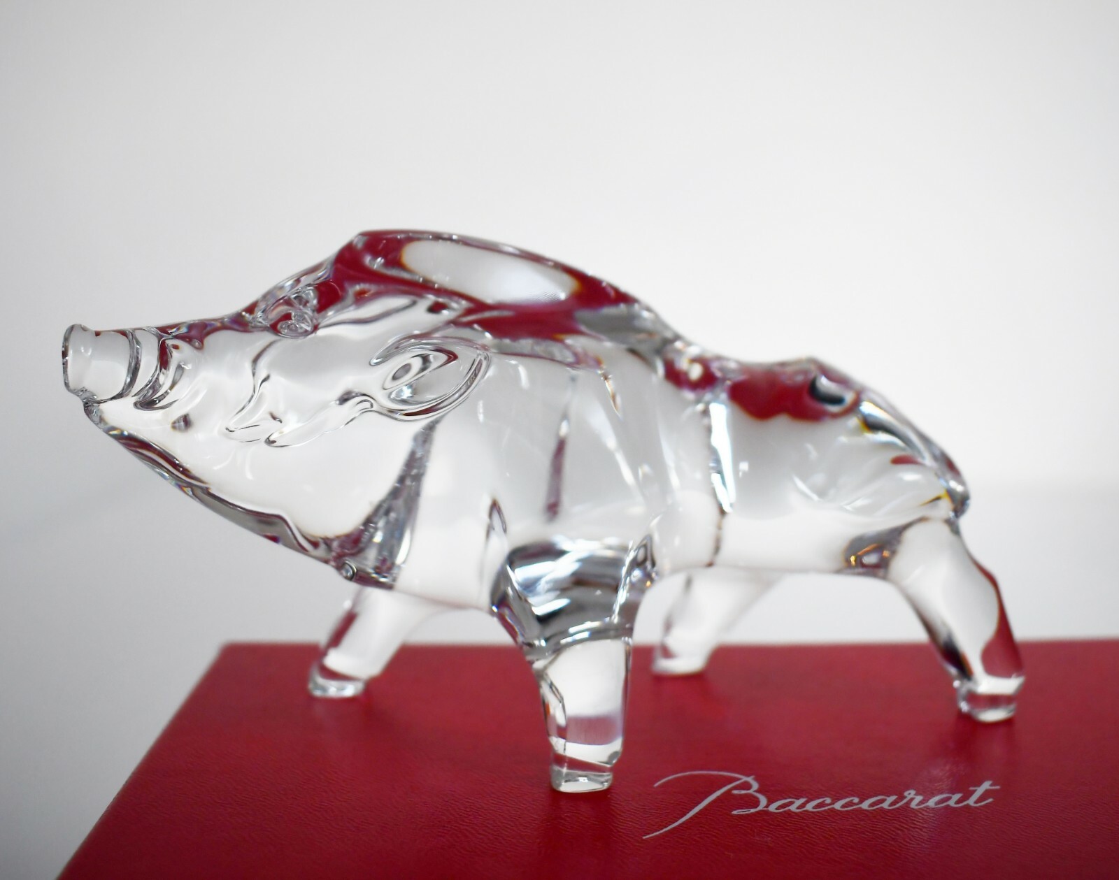 $280 New BACCARAT France Zodiac Crystal BOAR Pig Figurine Ornament Paperweight
