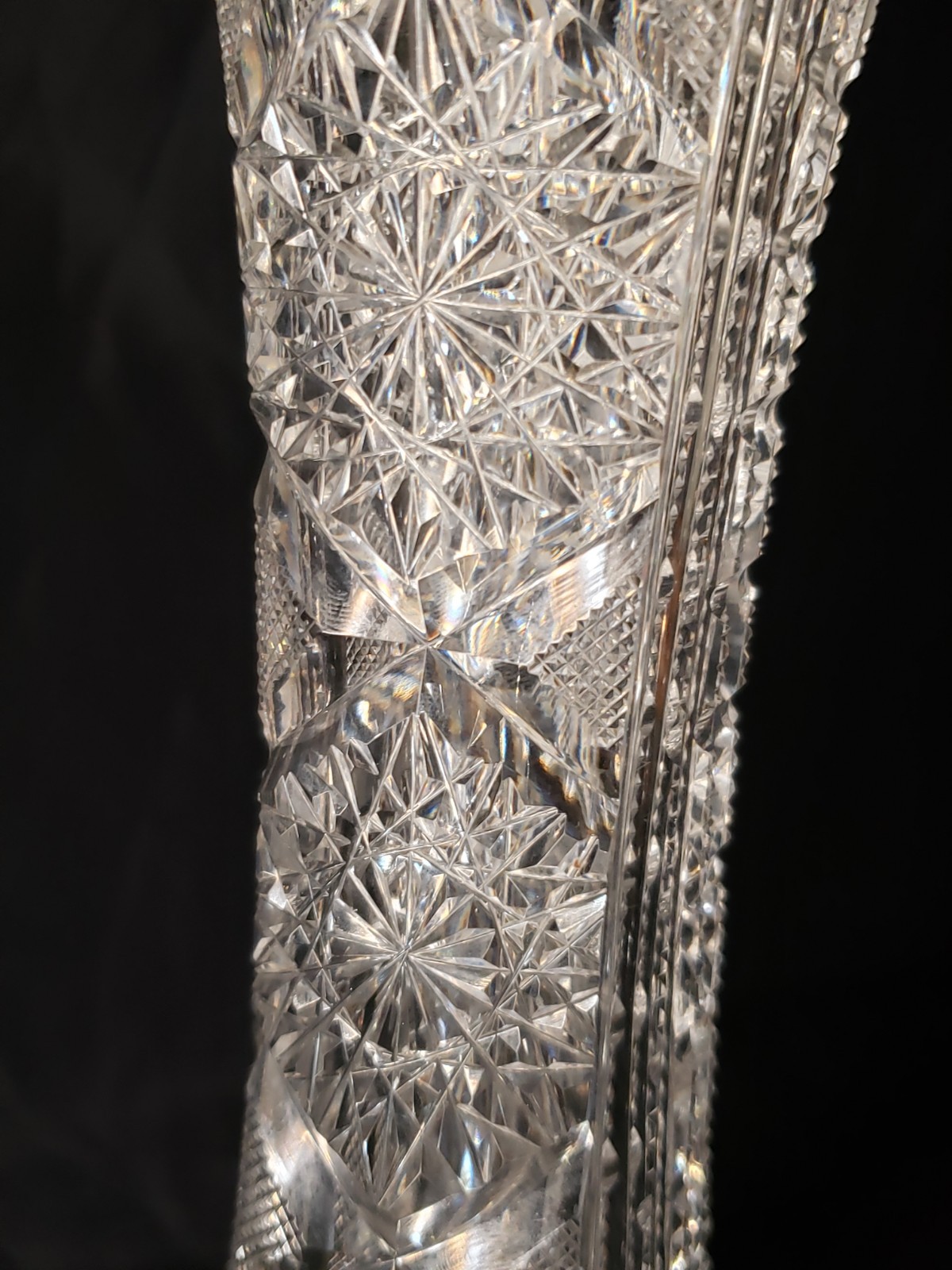 American Brilliant Signed Libby Intricate Cut Crystal Vase ABP 10″ Exquisite ABP