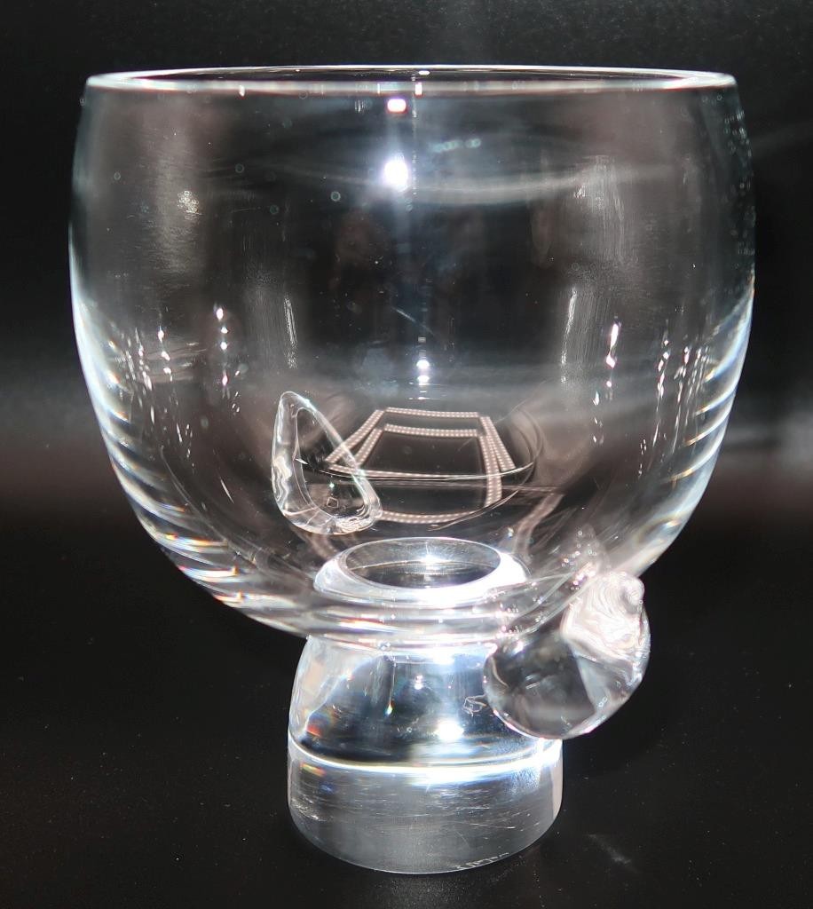 Art Glass Signed STEUBEN Lloyd Atkins Crystal BOUQUET Vase Bowl, 5 3/4″