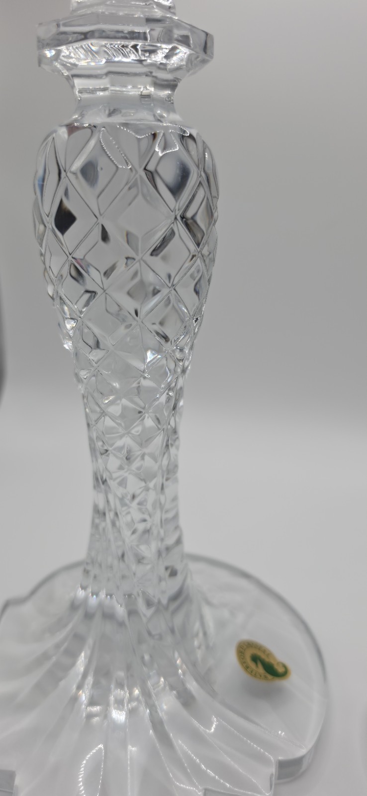 PAIR Waterford Crystal SEA JEWEL Seahorse 10” Candlesticks. Never Used W/Sticker