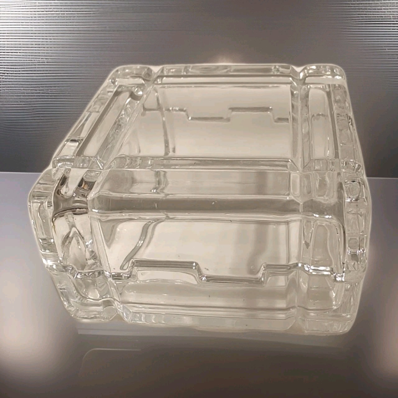 Crystal Square Jewelry Trinket Box or Display Vintage Estate Approximately 2.75″