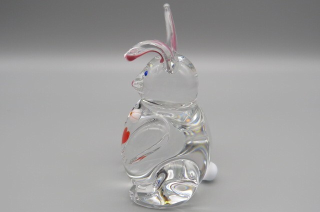 Vintage 1992 Zellique signed JM Unusual/One of a kind Art Glass Rabbit Figurine