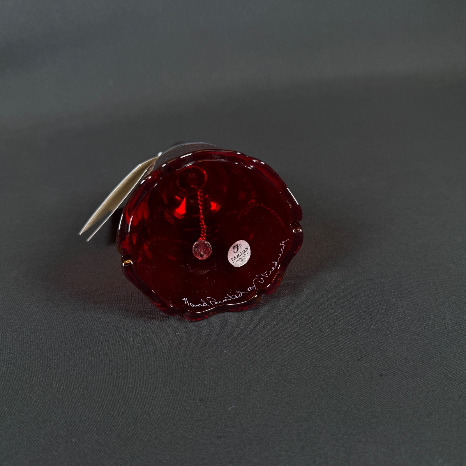 Fenton Art Glass 40th Anniversary Ruby Bell Hand Painted 6.5″ w tags