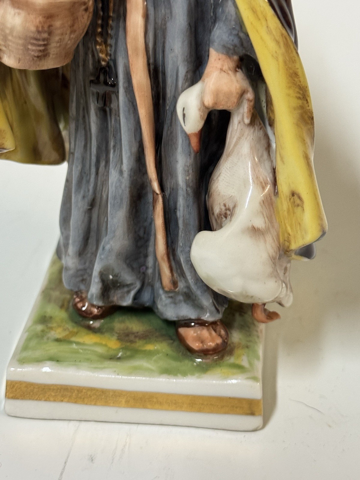 Ernst Bohne & Söhne Monk with wine and goose porcelain Glossy 7.5 inches 1900