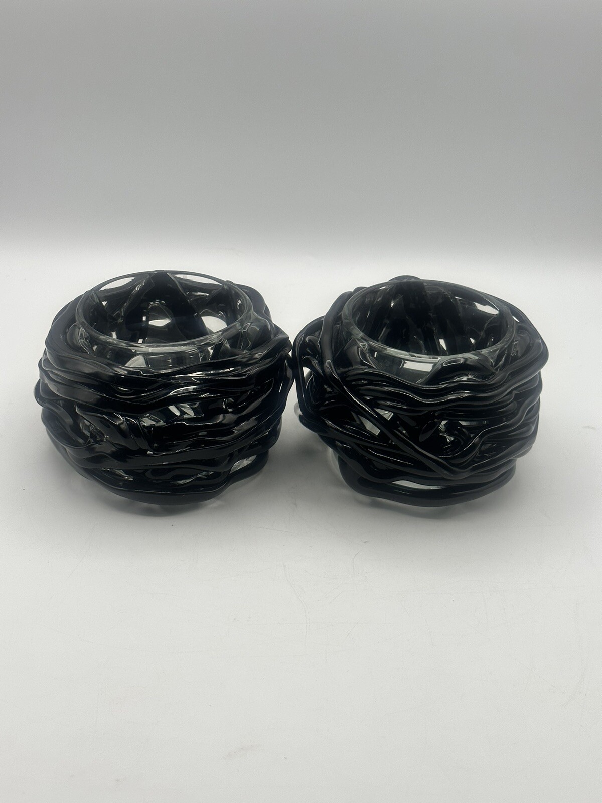 Eighteen Karat Hand Blown Glass Nido Candleholder Set