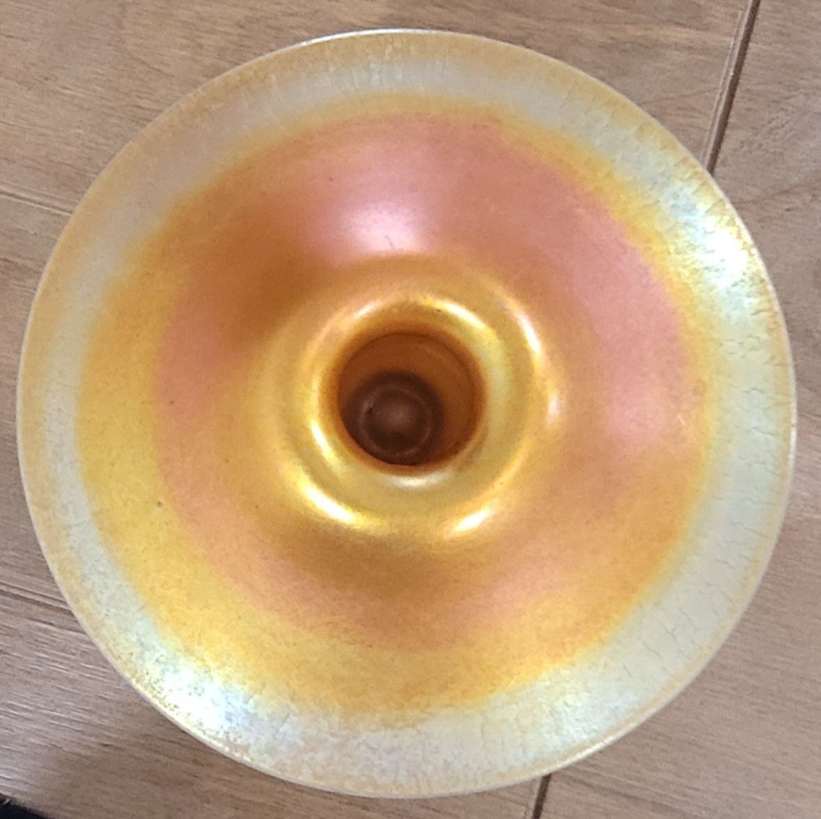 Steuben Candlestick Iridescent Art Nouveau Glass Calcite And Aurene