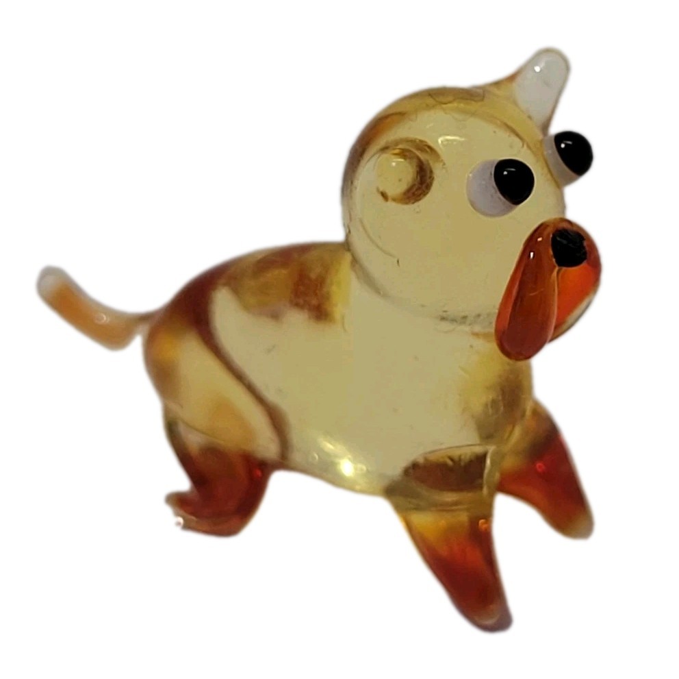 Art Glass Dog Mini 2cm Brown & Black Hand Blown