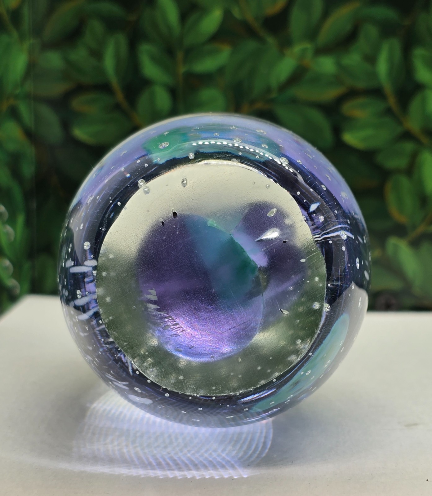 Pre-owned Art Glass Paperwieght–1 lb 3.3 ounces-4″ tall–2 3/8″ wide.