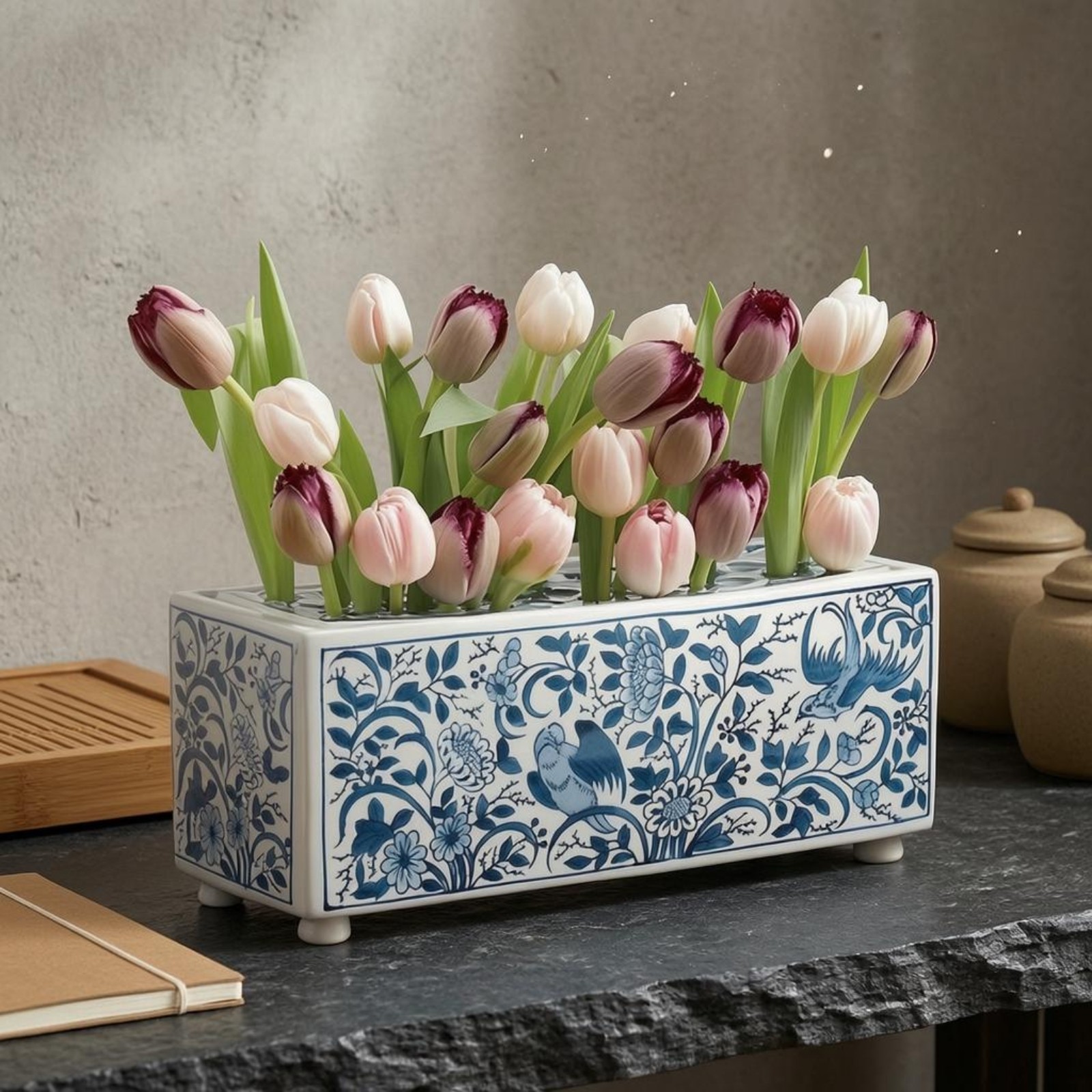 Rectangular Flower Vase Perforated Home Decor Easy to Clean