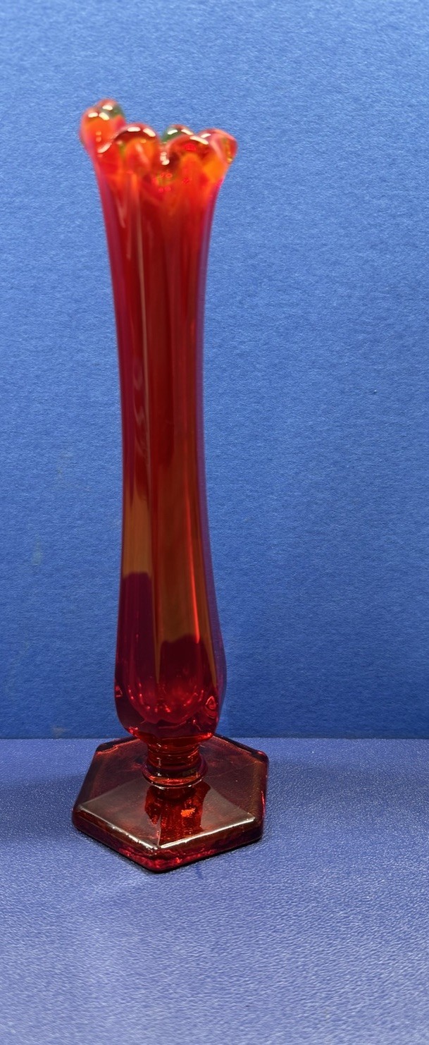 Westmoreland 8 1/2 “ Orange Yellow Top Bud Vase