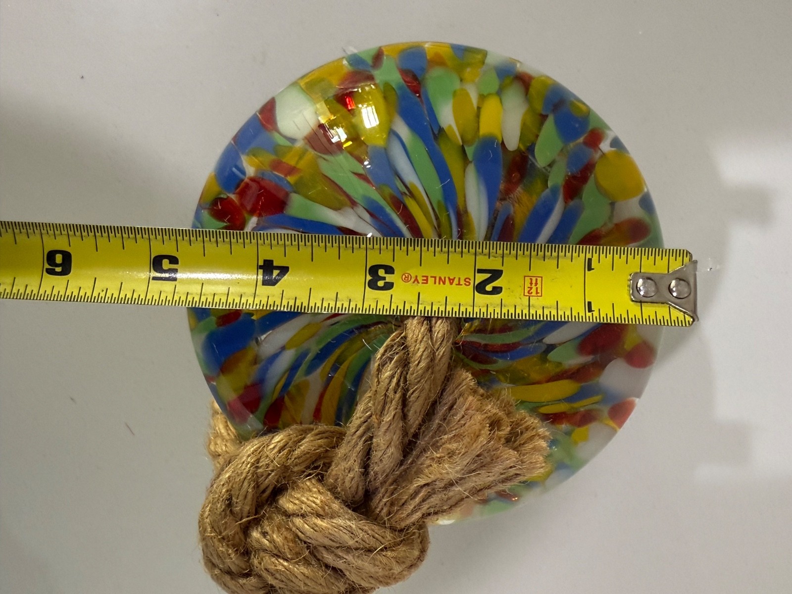 Hand Blown Multi Colored Glass Hanging Birdhouse with Rope & Hook Attachment