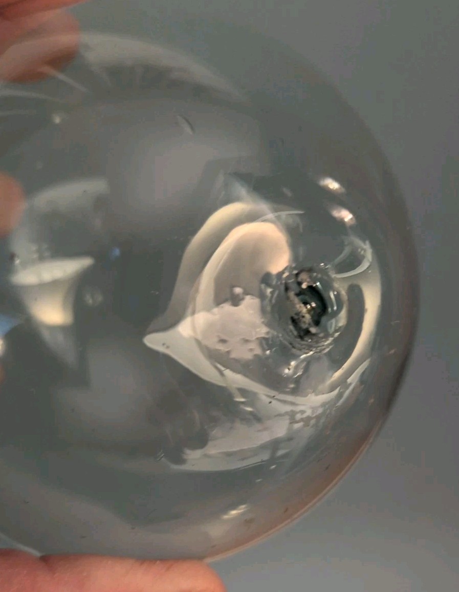 Clear Blown Glass float ball. Blenko? Made With Recycled Glass 5″
