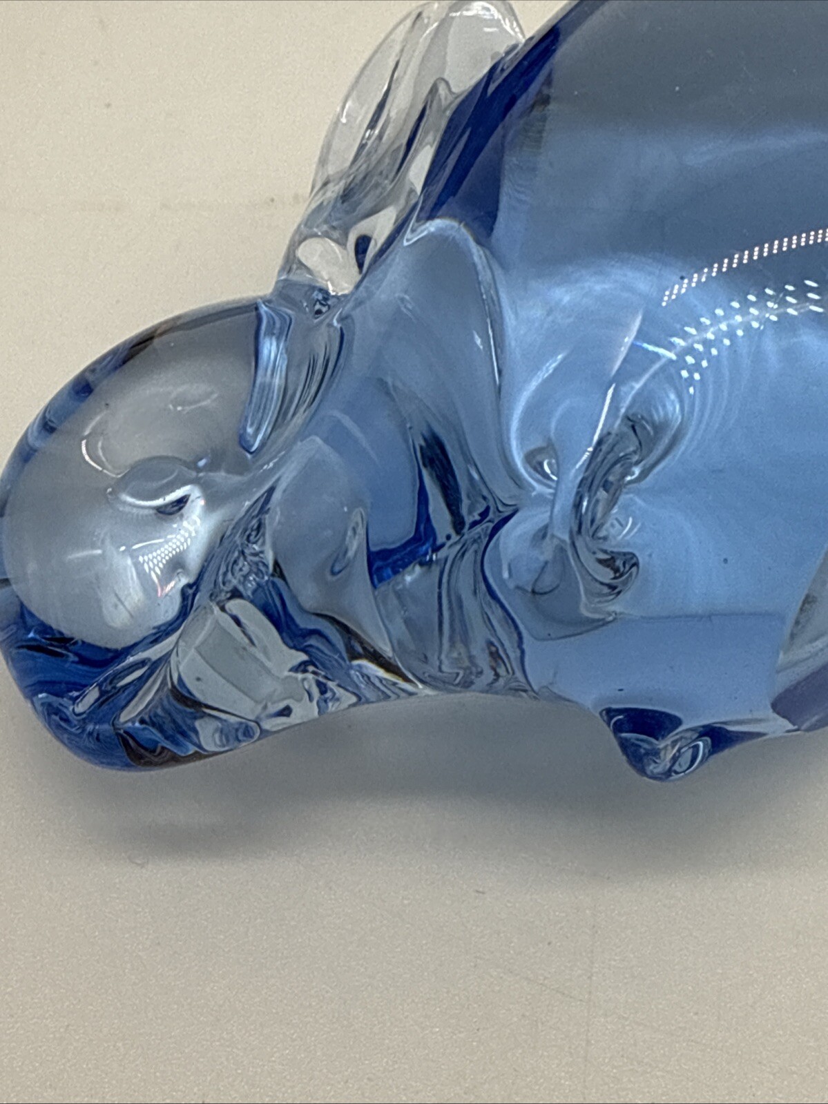 US Commemorative Fine Art Gallery COBALT BLUE Glass BUNNY 3” Paper Weight