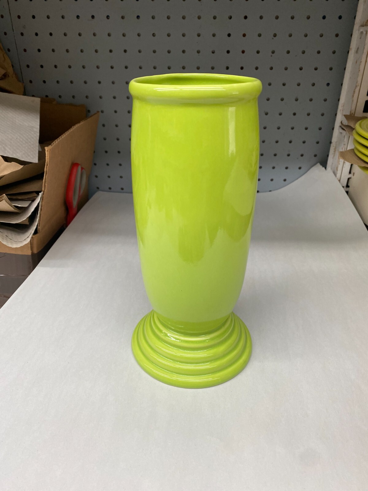 NEW 1st Quality Never Used Retired Chartreuse Millennium III Vase Retired 9.75″