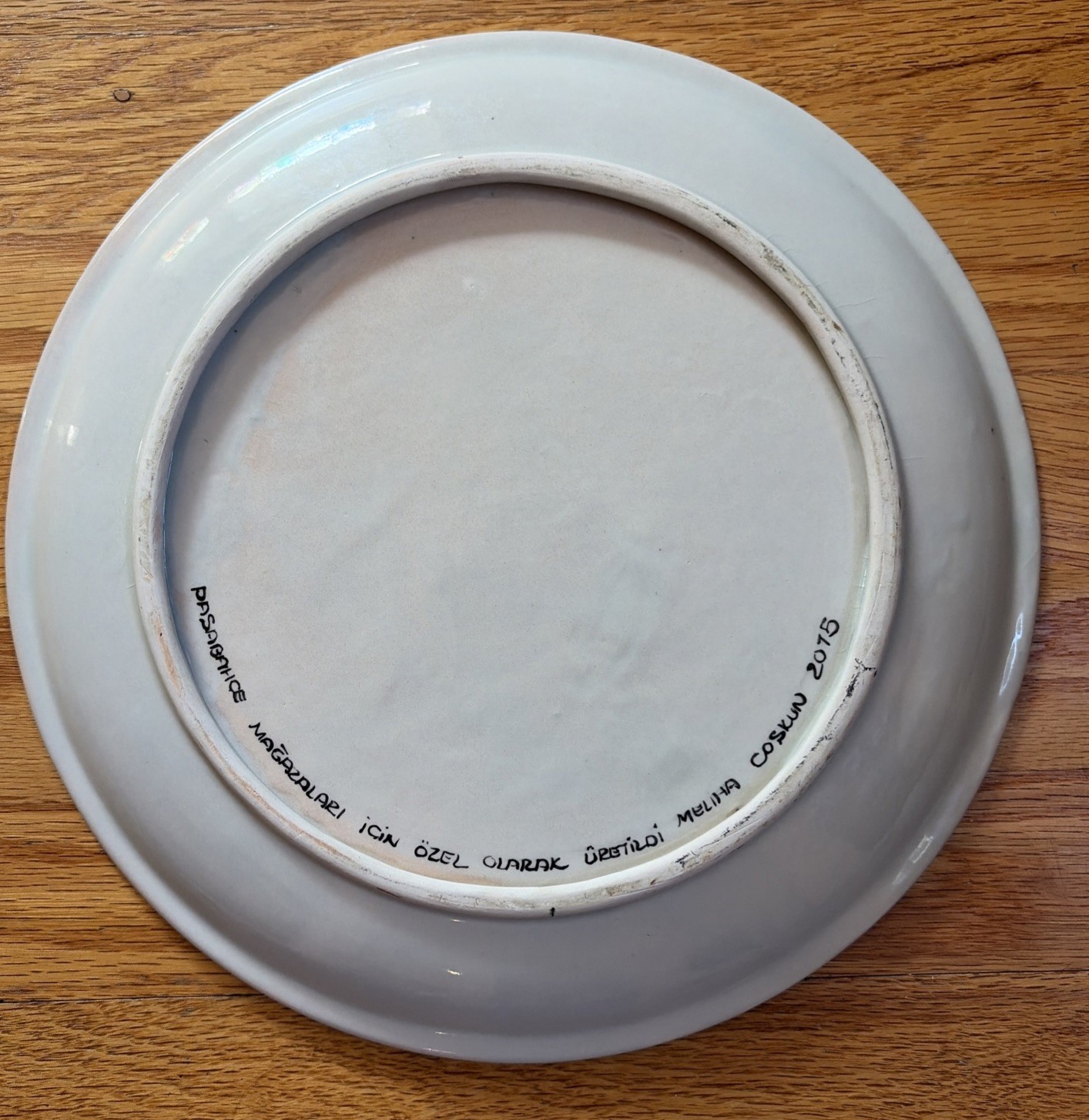 Meliha Coskun Turkish Ceramic Plate Pomegranate Signed 11 3/4”