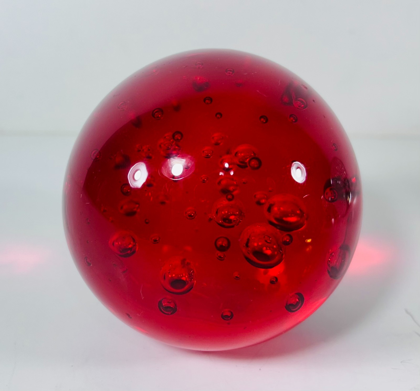 (5) Vintage Art Glass Bubbles Paperweight Amber /Clear / Red (10 lbs)