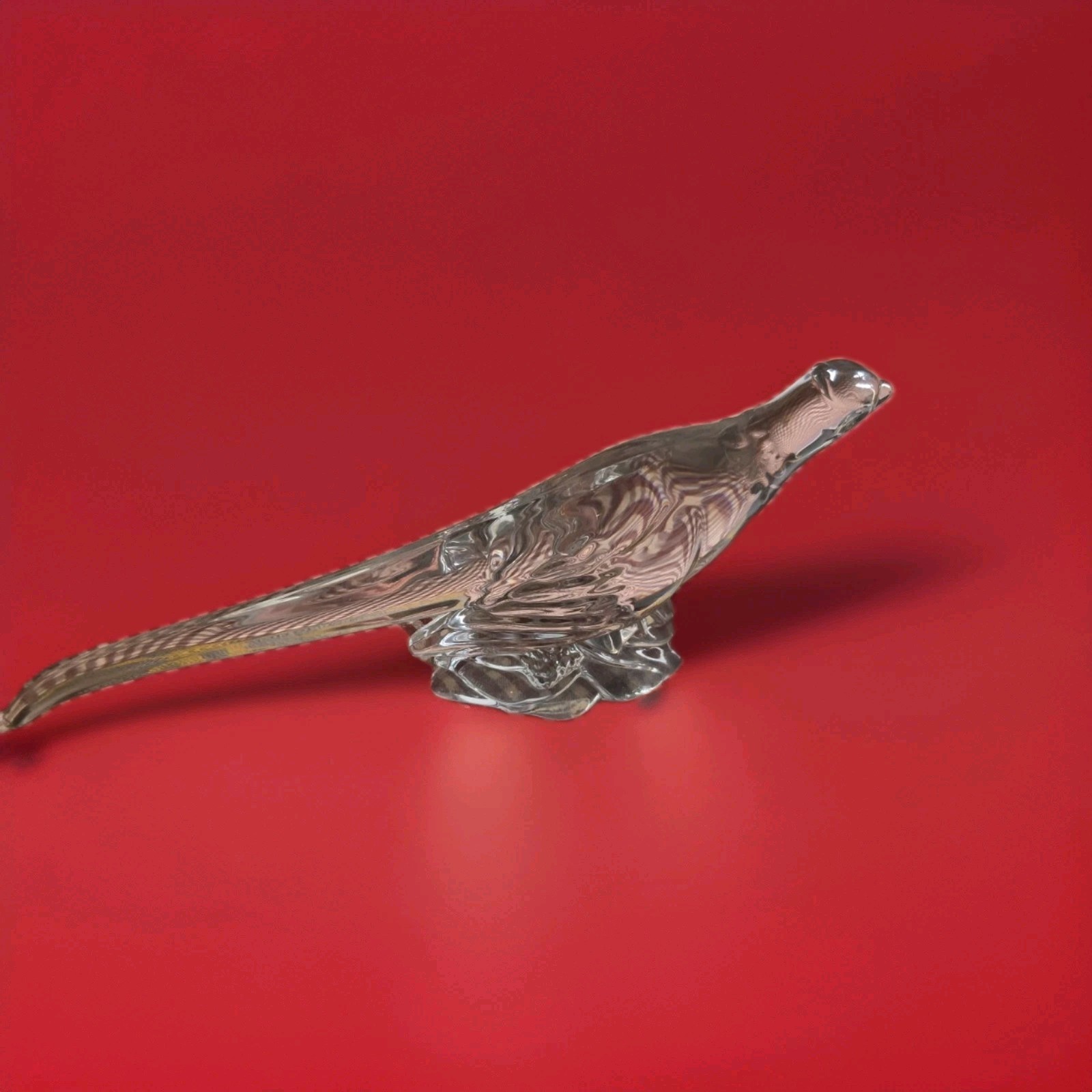 Heisey 11-1/4″ Clear Glass Ring-necked Pheasant Figurine CLRB144