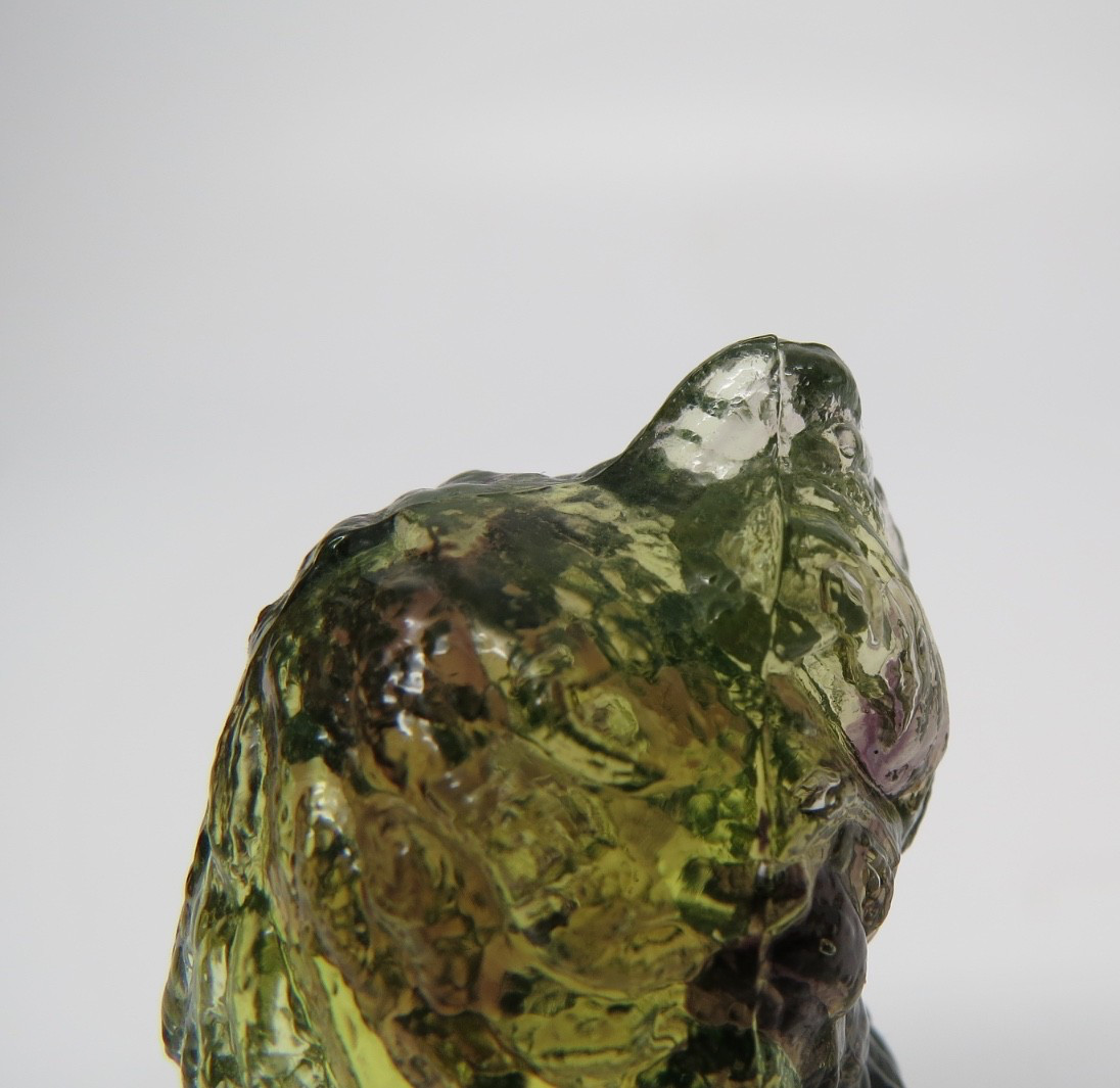 RARE Boyd Art Glass Skippy the Dog With 5th Five Year Mark Green UV Glows