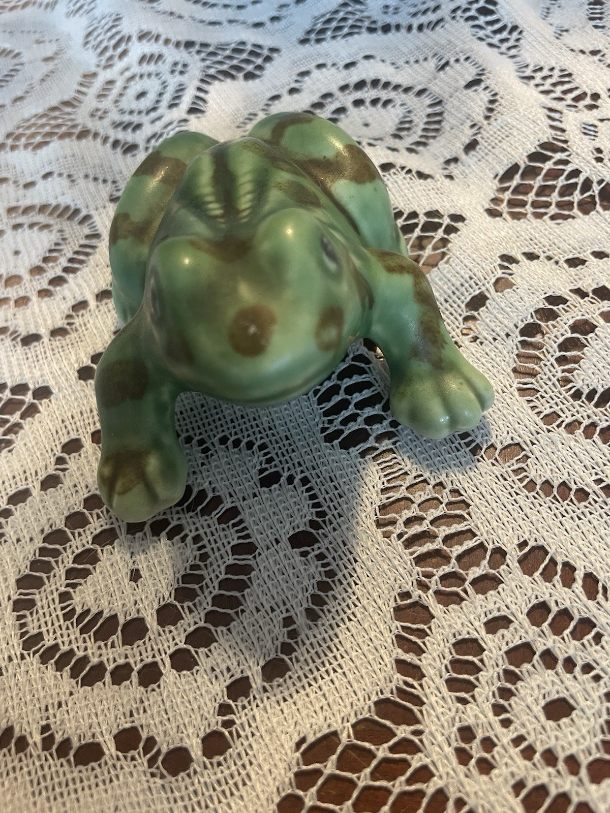 Vintage McCoy Style Art Pottery Frog Figurine Statue Hand Painted Garden
