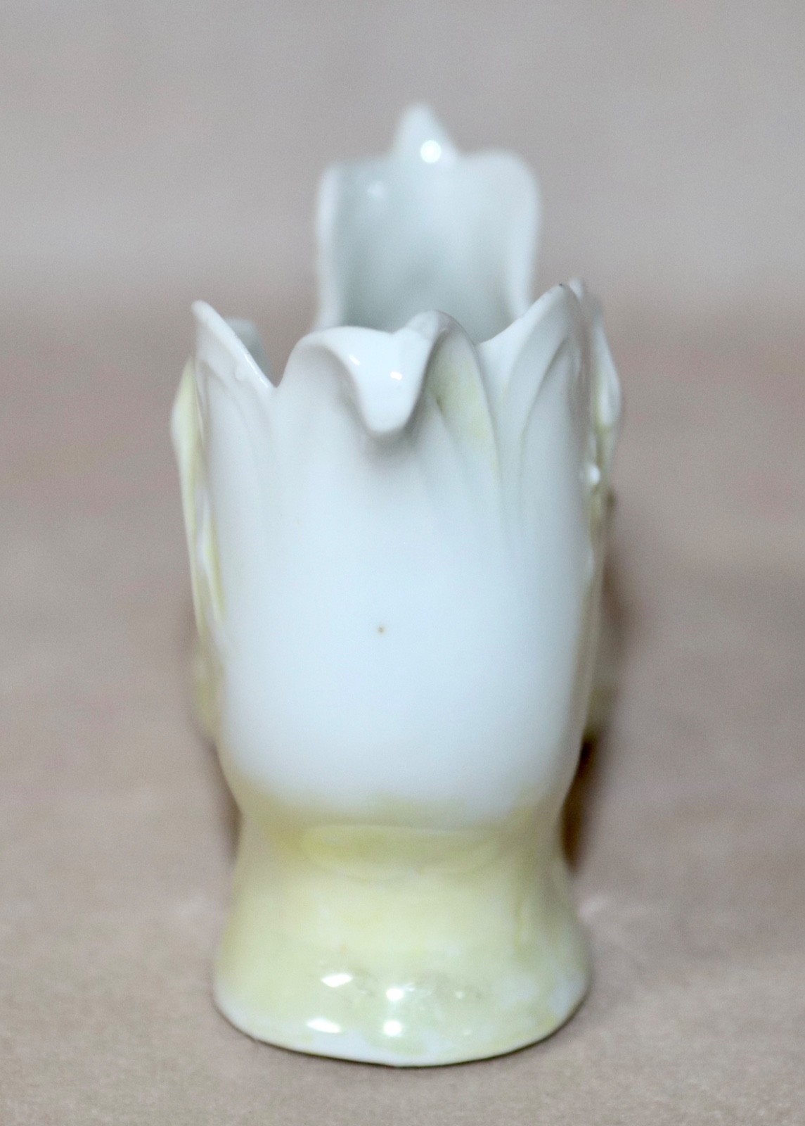 Porcelain Victorian Slipper ~ Yellow & White Floral Design