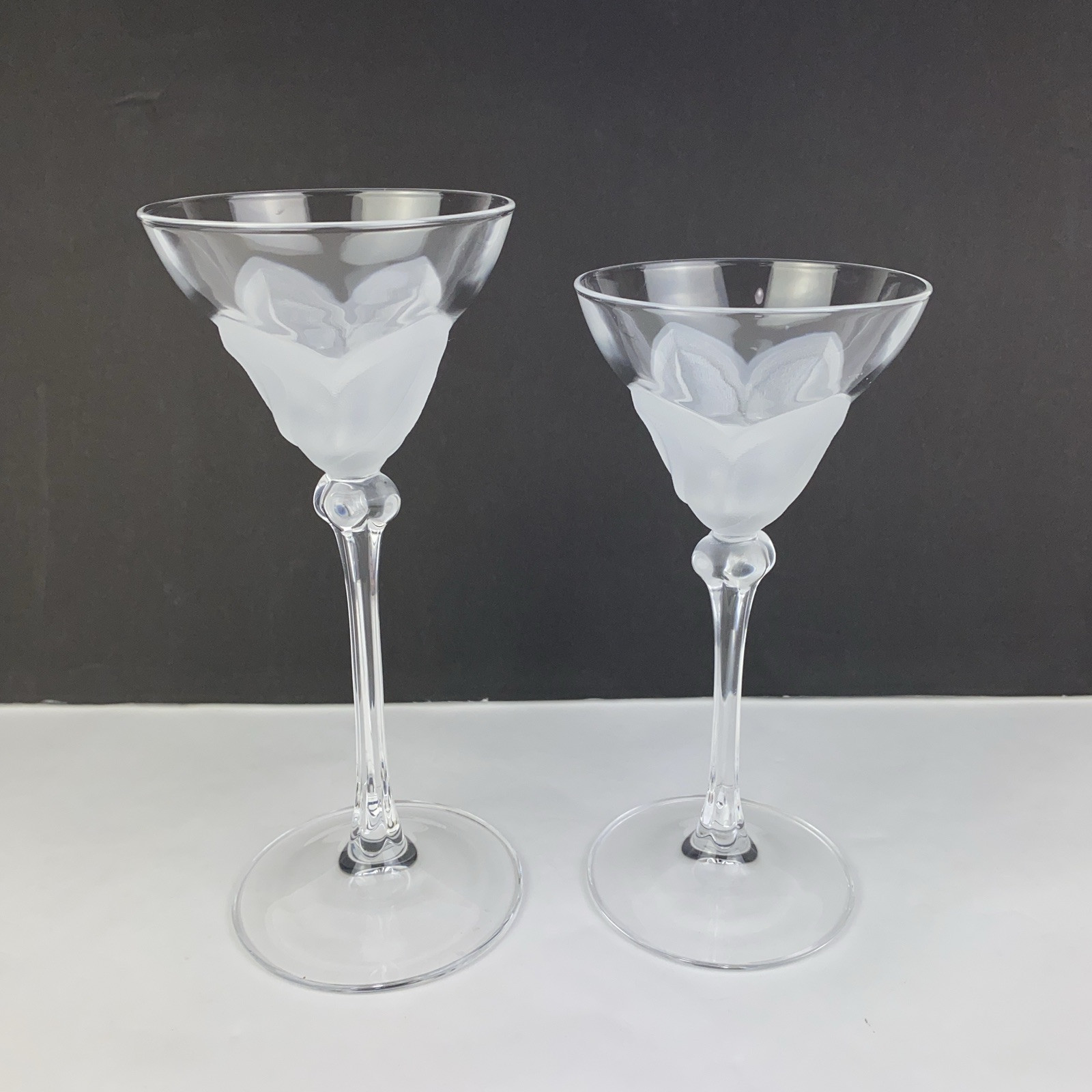 Cristal D’Arques Durand Florence Set of 2 Crystal Frosted Clear Candlesticks HTF