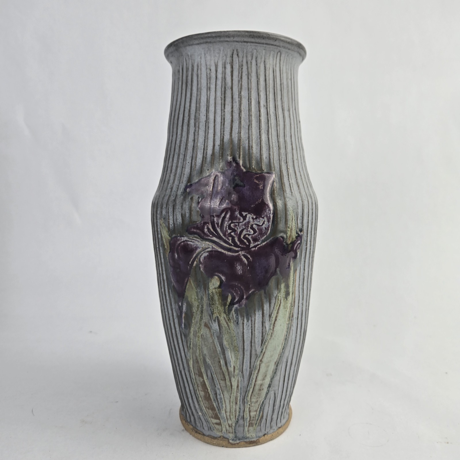 Vintage Emily Pearlman EP SIGNED Art Pottery Vase Iris Flower New York Artist