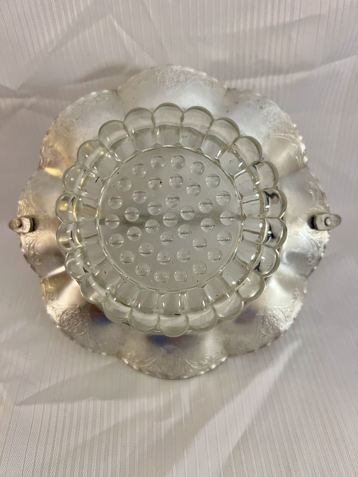 Farber and Shlevin Hand Wrought Aluminum and Glass Wedding Basket 1710
