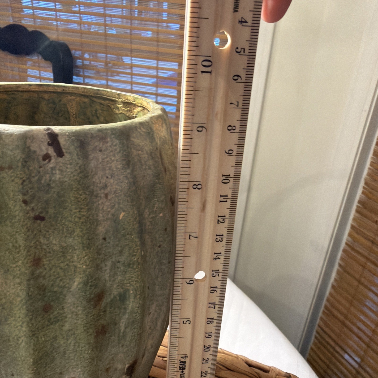 Grueby Ephraim Fortitude Style MCM Pottery Vase Starburst Ribs Algae Glaze