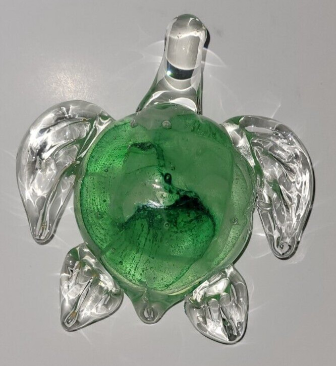 Dynasty Gallery Glass Sea Turtle LIGHT GRREN Green Glow