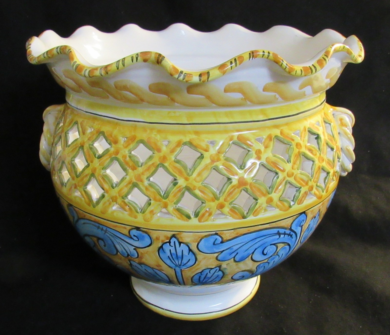 CERAMICHE ITALIAN POTTERY VASE JAR 12 1/2″ x 13 1/2″ SANTO STEFANO CAMASTRA