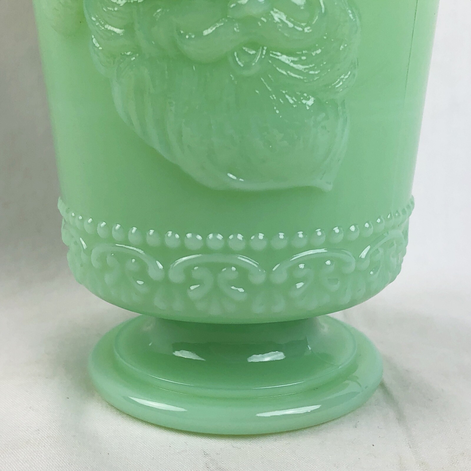 Mosser Jade Green Santa Candle Votive Christmas Fenton