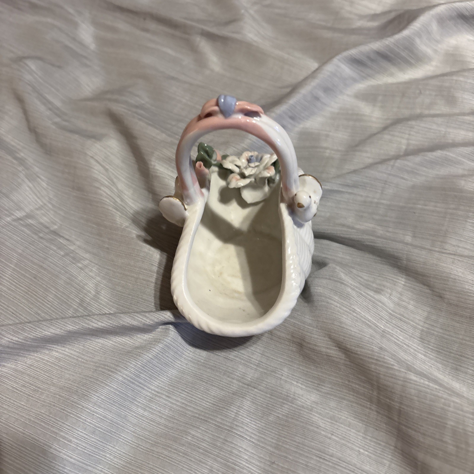 Vintage Porcelain Swan Basket