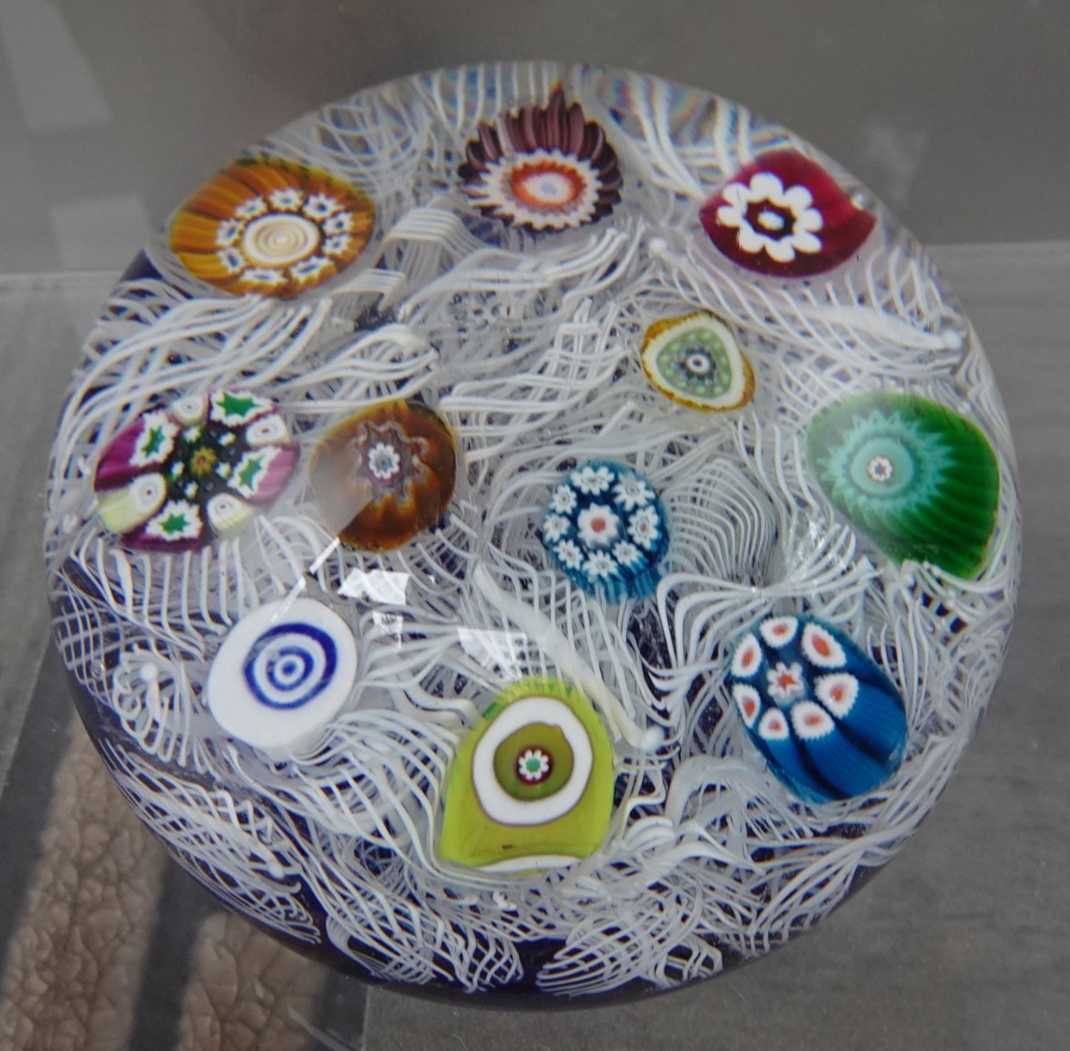 Perthshire Glass Scotland Millefiori & Latticino PP11 Paperweight P1970 2.75″