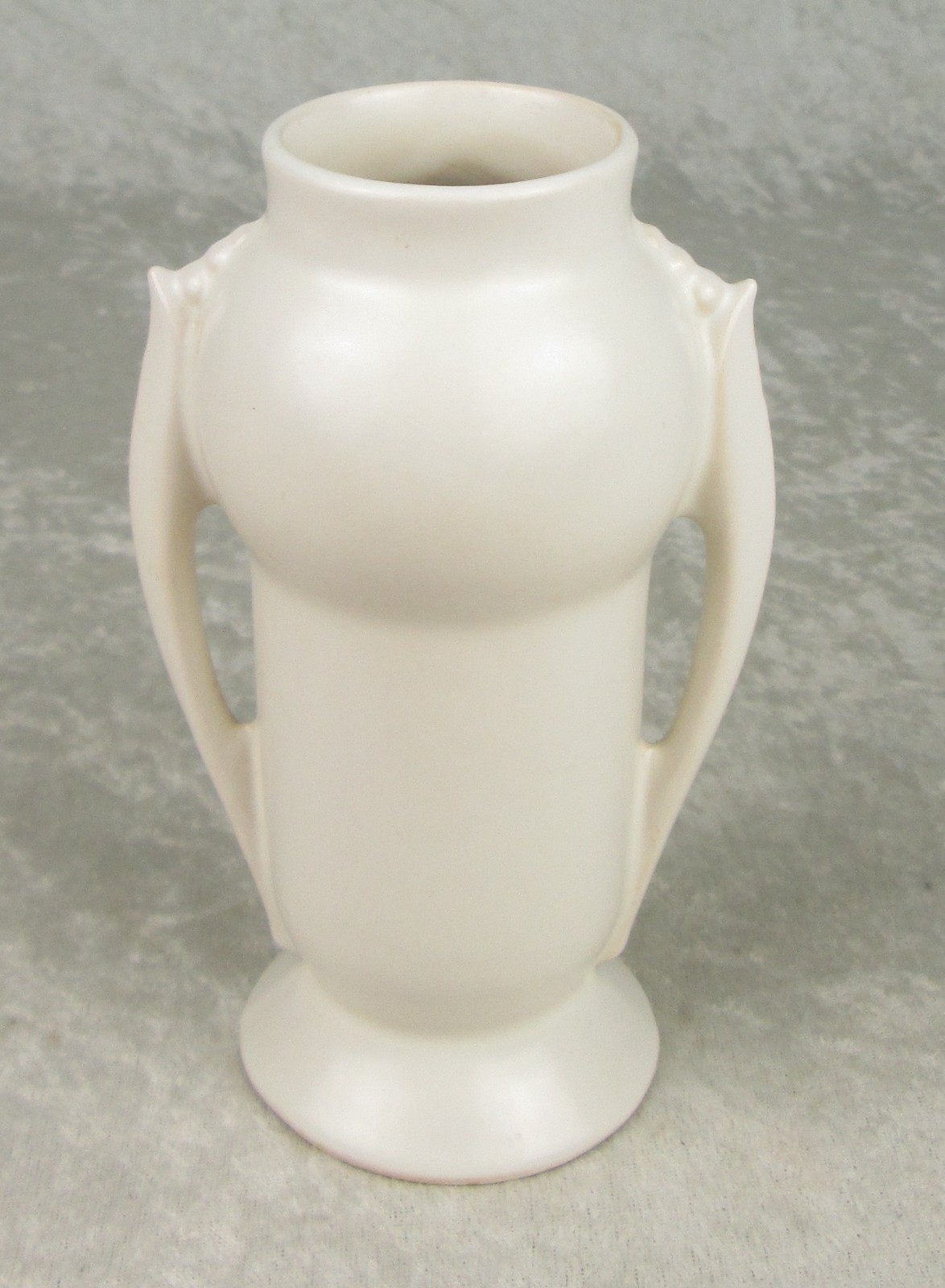 Roseville Pottery 733-6 Art Deco Vase 2 Handle White 6-3/8 inch Tall