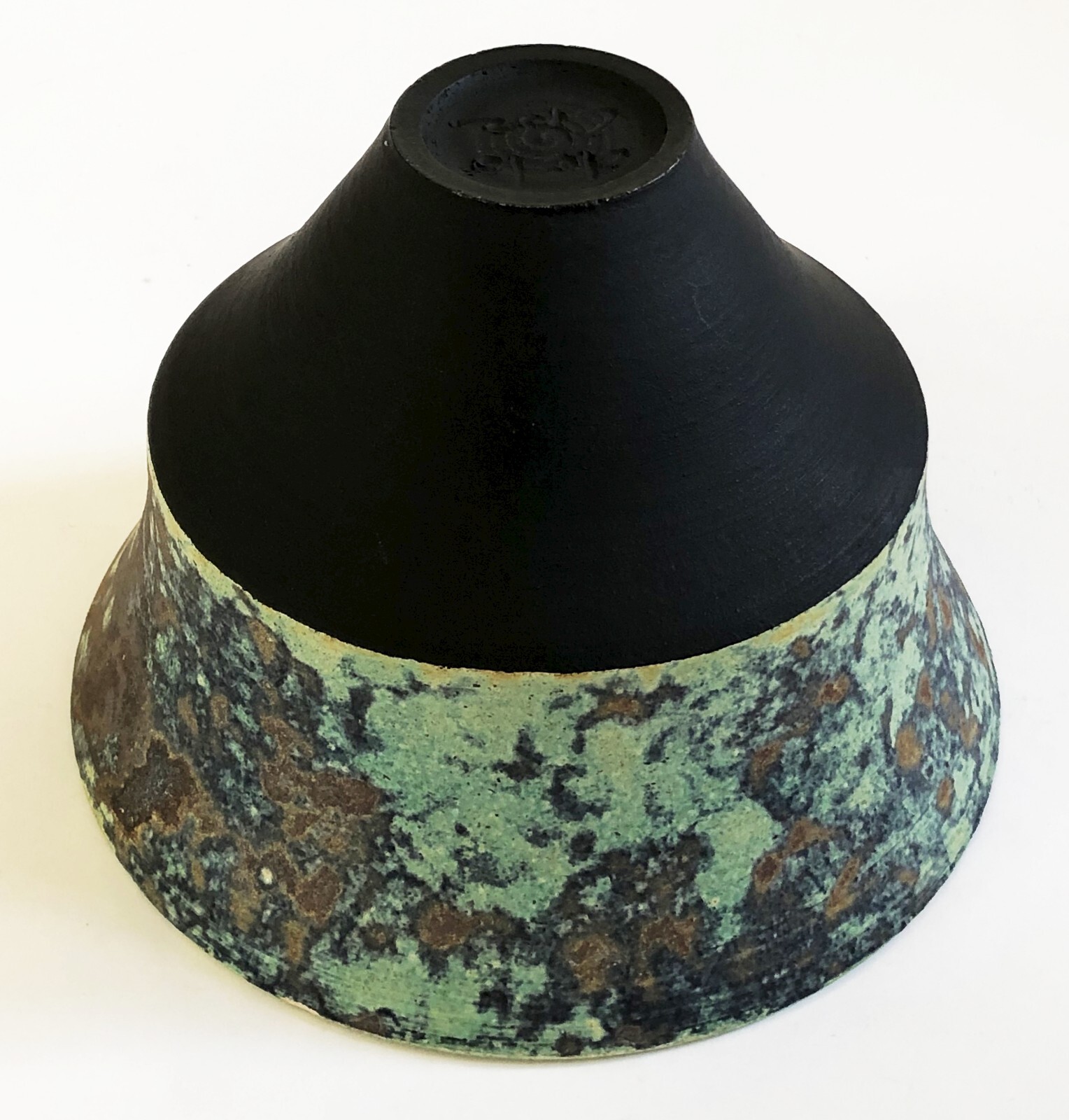 FREDERICK DE LA CRUZ SD POTTERS GUILD MATTE TURQUOISE GLAZED BLACK RAKU BOWL