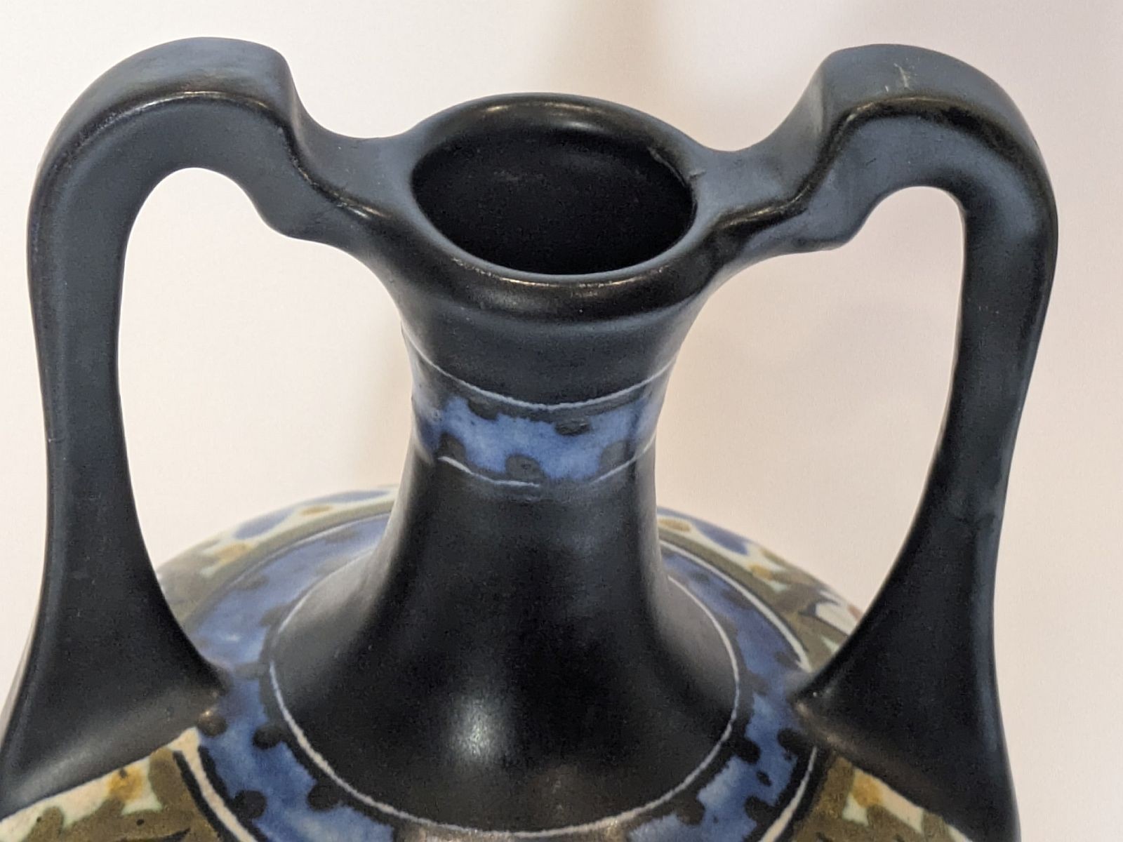Large Antique Gouda Twin Handled Art Deco Vase Zuid Holland PZH “Blareth” Decor