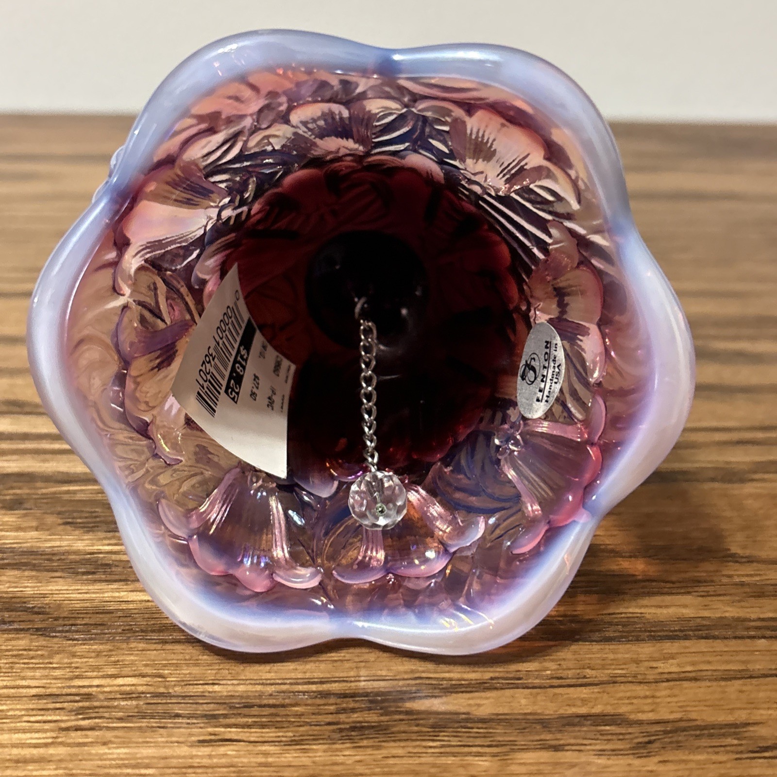 Fenton Plum Opalescent Iridescent Carnival Lily Of The Valley Glass Bell 6.75”