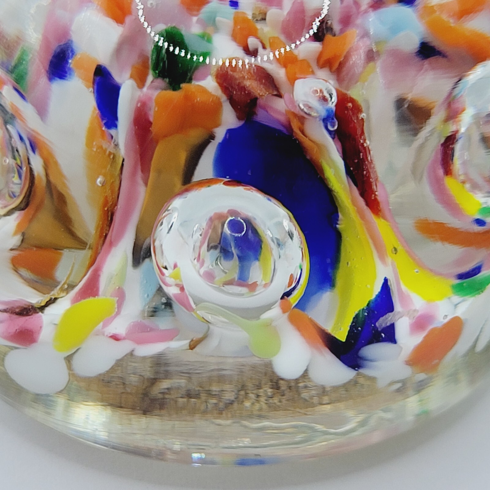 Maude Bob St Clair Colorful Art Glass Paperweight Control Bubbles 1975 Signed