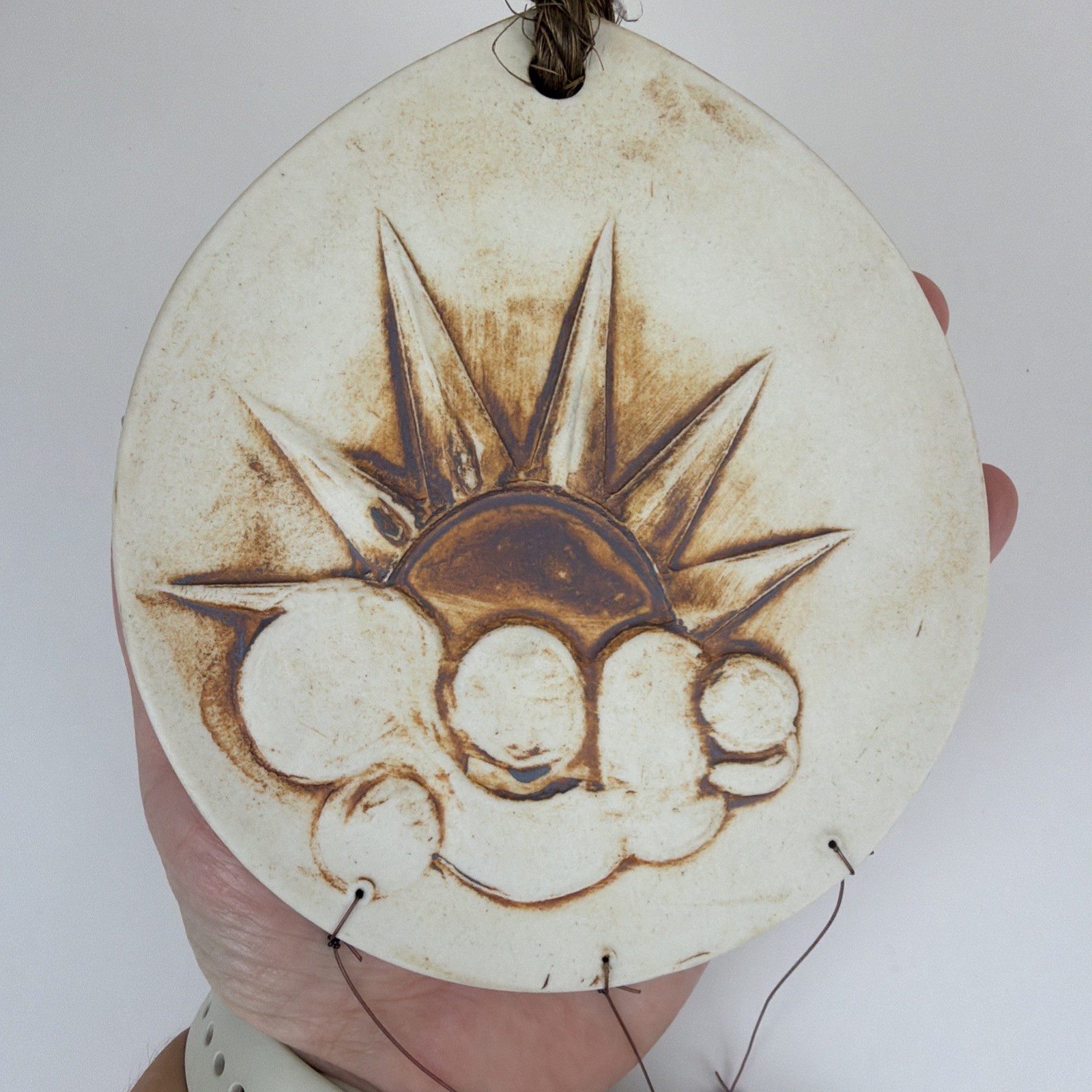 VTG Hidden Cove Pottery Dragon Wind Chime Rustic Weather Rain Cloud Star Moon