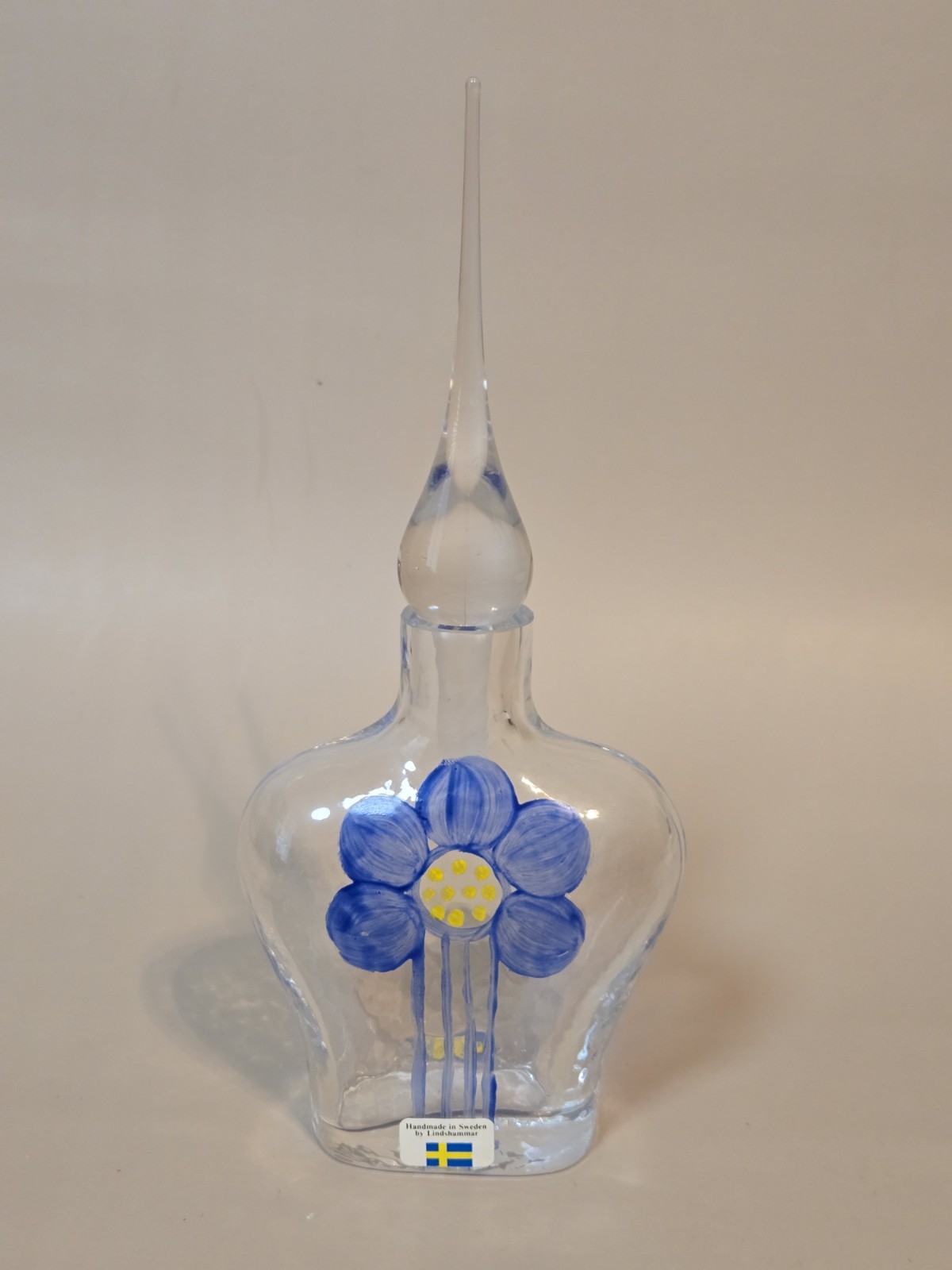 Vintage Lindshammar Sweden Hand Blown Glass Perfume Bottle
