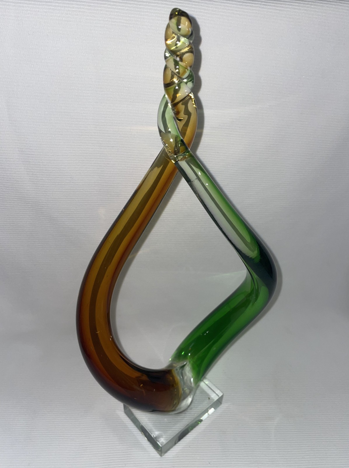 Art Glass Unity Sculpture On Crystal Base 13 6/8 Inches High