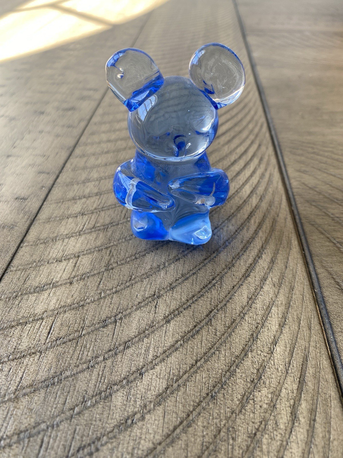 Blown Glass Fine Art Gallery BLUE Glass BEAR 3”. US Commemorative Collectible